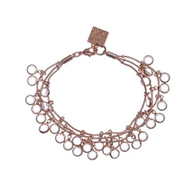 Rose gold and crystal three row bracelet